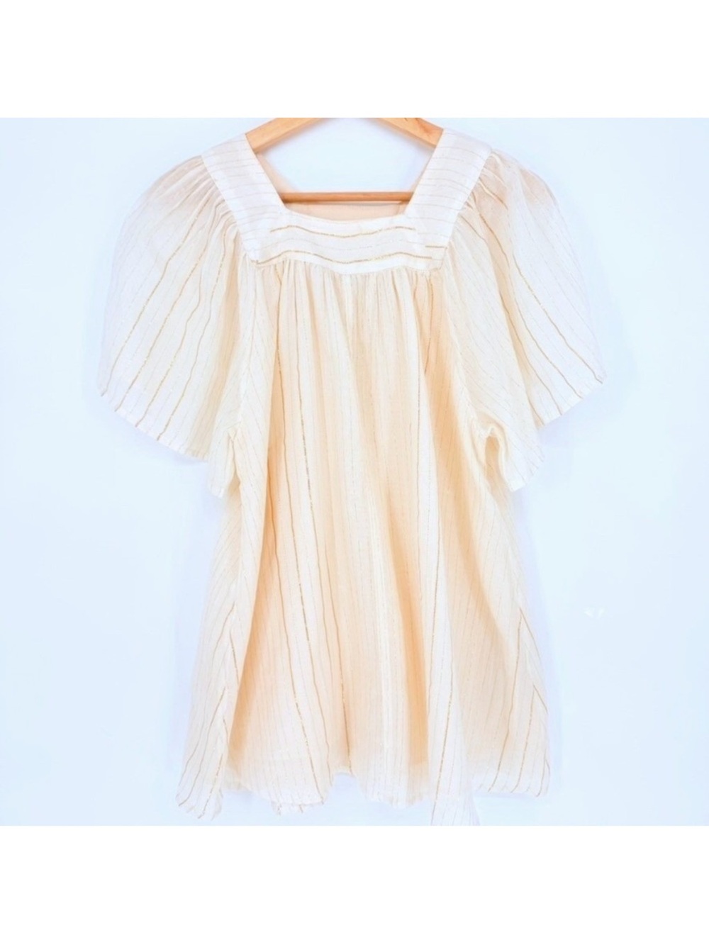 Flowy white and gold piped tunic